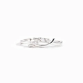 Elegante anello incrociato in argento sterling S925 con pietre preziose a forma di foglia - Taglia US 6 / Oro Bianco