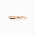 Elegant rose gold wave ring with double-row sparkling crystals in a minimalist design - US Size 6 / Rose Gold