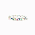 Elegant s925 sterling silver ring featuring a row of vibrant rainbow colored gemstones - US Size 6 / White Gold
