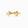 Minimalistischer S925 Silberring mit Herz und Pfeil Motiv und Zirkonbesatz in Gold - Herz-Pfeil-Stil (YSXXJZ317) / Gold