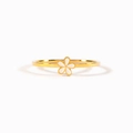 Anello minimalista in argento S925 con fiore in smalto bianco su fascia dorata - Taglia US 6 / Bianco
