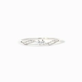 Anello a onda in argento sterling S925 con doppie pietre rotonde e dettagli in pavé - Taglia US 6 / Oro Bianco
