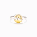 S925 sterling silver ring featuring a two-tone sun, mountains, and sea waves design - US Size 6 / Two Colors