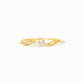 Elegante anello a onda in argento s925 con doppia pietra centrale e finitura oro - Taglia US 6 / Oro