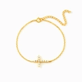 Elegantes vergoldetes S925 Sterlingsilber Kreuz Armband mit funkelnden Zirkoniasteinen - 925 Silber (16+4.cm) / Gold