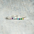 S925 sterling zilveren regenboog geboortesteen ring met vierkante zirkoniasteen - US Maat 5 / Platina (1 Steen)
