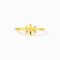 Minimalist s925 silver golden flower ring with a center gemstone in a polished finish - US Size 6 / Gold