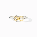 S925 sterling silver infinity cross ring with cubic zirconia in two-tone finish - US Size 6 / Two Colors