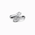 Detailed macro view of silver hug ring featuring 'Keep fucking going' inner engraving - Adjustable US Size 7 / KEEP FUCKING GOING