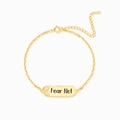 Minimalistische gouden S925 zilveren armband met Fear Not gegraveerde plaat en kristallen - 925 Zilver (15.5+4.5cm) / Goud