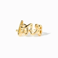 Minimalist gold s925 silver love script ring with a polished metallic mirror finish - US Size 6 / Gold