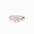 Anello in argento sterling S925 con croce pavé rosa e pietre laterali bianche - Taglia US 6 / Stile Croce Strass Rosa / Oro Bianco