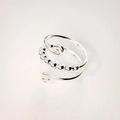 Minimalist s925 sterling silver triple spiral fidget ring with ten rotatable beads - Adjustable US Size 7 / White Gold
