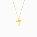 Minimalist gold S925 sterling silver angel hand knot necklace with streamlined cross pendant - 925 Silver / Gold / 40+5cm