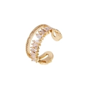 Golden double-layered ear cuff with micro-pave and baguette-cut cubic zirconia - Adjustable US Size 7 / Gold