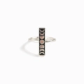 Minimalist s925 sterling silver ring featuring engraved moon cycle phases on a white background - US Size 6 / White Gold