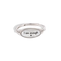 S925 Sterling Silver Shell Ring with I Am Enough engraving and heart pattern - US Size 7 Adjustable / White Shell
