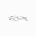 Elegante anello in argento s925 con nodo e zirconi pavé, fascia aperta e regolabile - Misura US 7 Regolabile / Oro Bianco