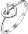 Eleganter S925 Sterling Silber Knoten Herz Ring mit poliertem minimalistischem Design - US-Größe 6 / Silber