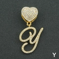 Collana hip hop dorata con chiusura a cuore e ciondolo lettera Y con strass - Solo Ciondolo Con Lettera / Oro Lettera Corsiva Y