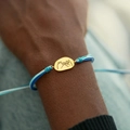 Handgemaakte geweven pinky promise armband met vergulde S925 zilveren hanger - 925 Zilver (Verstelbaar) / Blauw