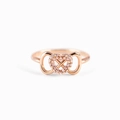 Elegante anillo corazón de plata s925 oro rosa con gemas pavé y diseño calado infinity - Talla US 6 / Oro rosa