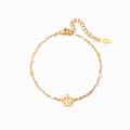 S925 sterling zilveren kroon armband met gekleurde emaille kralen en gouden schakeketting - 925 zilver / Goud / 15.5+4.5cm