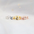 Three-piece set of S925 sterling silver safety pin rings with colorful zircon inlay - Adjustable US Size 7 / White Gold