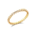 Elegante anillo de plata S925 dorada con un círculo completo de circonitas blancas minimalista - Talla US 6 / Circonita Blanca