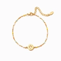 Elegante bracciale in argento sterling S925 con perle in smalto colorato e ciondolo a fiocco - 15.5+4.5cm / Oro