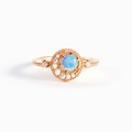 Elegante S925 sterling zilveren roségouden ring met opaal en maan- en planeetontwerp - US Maat 6 / Roségoud