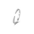 Minimalistischer S925 Sterling Silber Ring, verstellbar mit Zirkon-besetzten Spitzen - Verstellbare US-Größe 7 / Weißgold