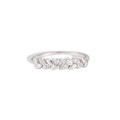 Detail of s925 silver ring featuring olive leaf design with pavé set zircon stones - US Size 6 / White Gold