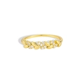 Elegant gold leaf ring featuring sparkling cubic zirconia stones in a nature design - US Size 6 / Gold