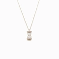 Elegante s925 Sterling Silber Sanduhr Halskette mit funkelnden Kristallen im minimalistischen Stil - 925 Silber (40+5cm) / Weißgold