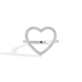 Minimalistische S925 sterling zilveren hartring met fonkelende zirkonia accenten - US Maat 6 / Witgoud