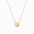 Collar minimalista de plata S925 dorada con colgante de doble corazón y círculo para mujer - Plata 925 (40+5cm) / Dorado
