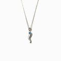 Collana con pendente a corno e occhio malevolo in argento 925 con occhio blu su sfondo bianco - Argento 925 (40+5cm) / Oro Bianco