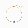 Minimalist S925 sterling silver evil eye bracelet with gold plating and blue stones - 925 Silver (15.5+4.5cm) / Gold