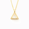 S925 sterling silver gold necklace with double triangle pendant and zircon gemstone - 925 Silver / Gold