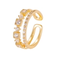 Zweilagiger vergoldeter S925 Silberring mit Zirkon-Kristallen und offenem Design - US Größe 7 Einstellbar / Gold