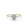 Eleganter s925 Silberring in Gold mit Zirkon im Smaragdschliff auf weißem Hintergrund - US-Größe 6 / Gold