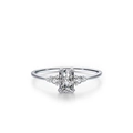Minimalistischer S925 Silberring mit großem rechteckigem Zirkon und seitlichen Akzenten - US-Größe 6 / Weißgold