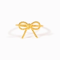 Anillo de lazo dorado minimalista con textura de cuerda en plata de ley s925 para mujer - Talla US 6 / Dorado
