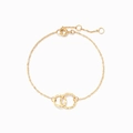 Elegante bracciale in argento S925 dorato con doppi anelli intrecciati e texture martellata - Argento 925 (15.5+4.5cm) / Oro
