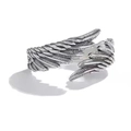 Retro S925 sterling silver angel wings open ring with vintage oxidized finish for women - US Size 7 Adjustable / Angel Style