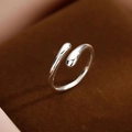 Elegant s925 sterling silver minimalist hug open ring with polished teardrop ends - Adjustable Open / White Gold