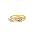 Elegant s925 sterling silver double-layer ring with gold plating and sparkling zircon stones - US Size 5 / Gold