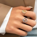 Verstellbare S925 Sterlingsilber Ringe mit Herzanhänger und funkelnden Zirkoniasteinen - Einstellbar Offen / Weißgold