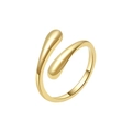 Minimalist S925 sterling silver open ring featuring a double teardrop design in gold finish - Adjustable Open / Gold